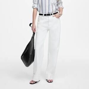 NWT Madewell Low-Slung Baggy Wide Leg Jeans Button Fly Pure White Size 26 Tall